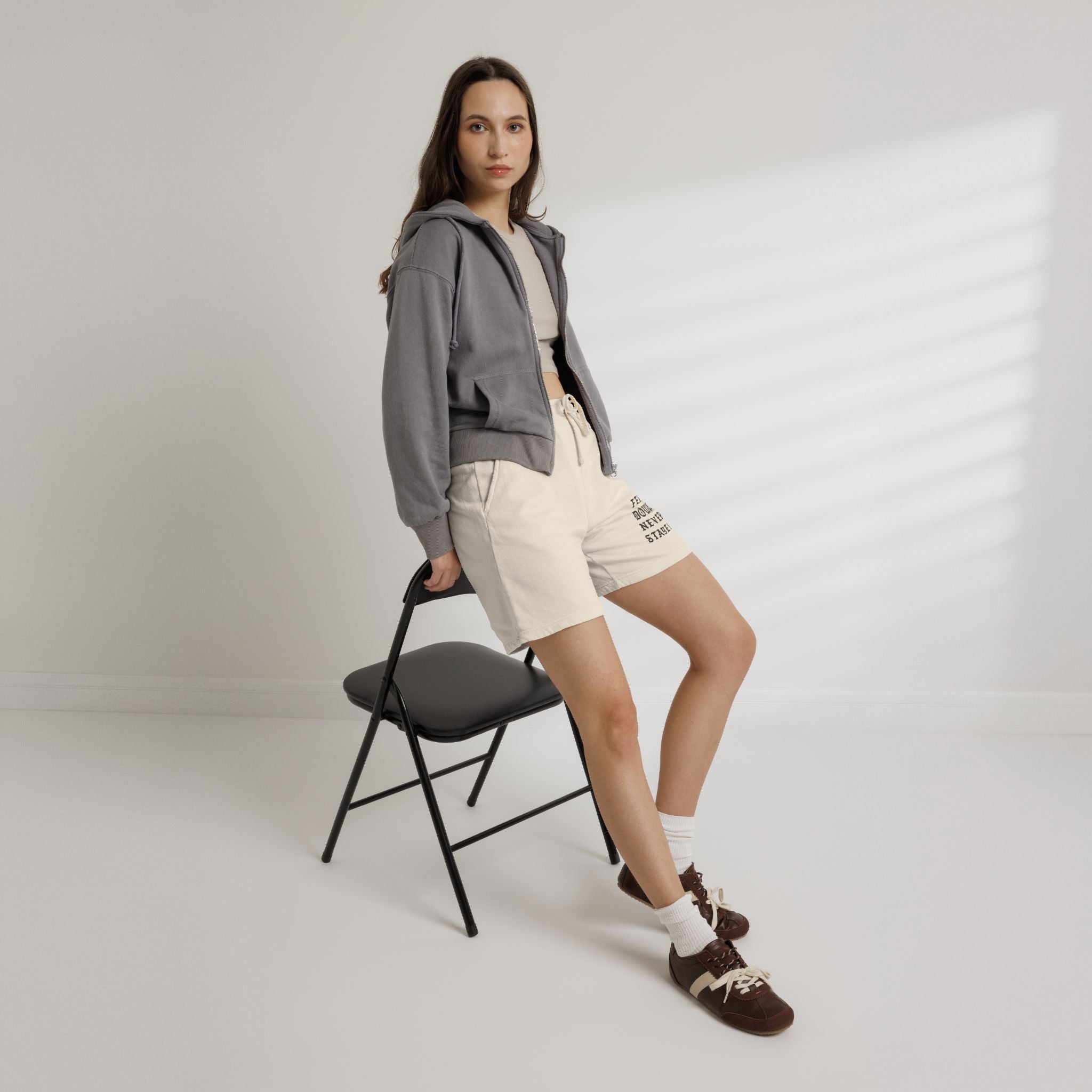 Fleece Sweat Shorts — “Fell Down Never Stayed” Motivational Lounge Shorts