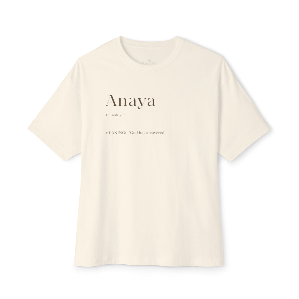 Anaya Minimalist Name Tee — Oversized Boxy T-Shirt