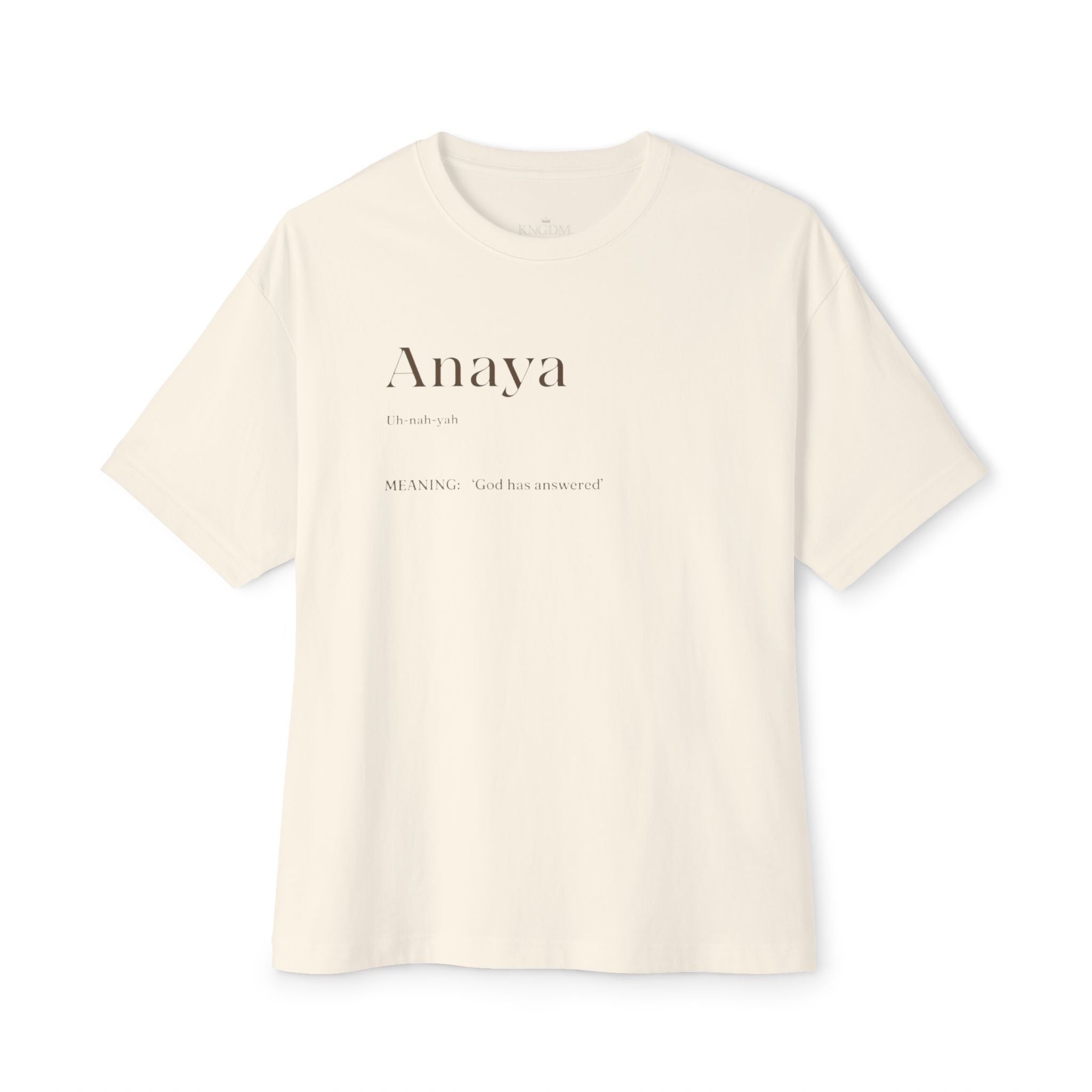 Anaya Minimalist Name Tee — Oversized Boxy T-Shirt