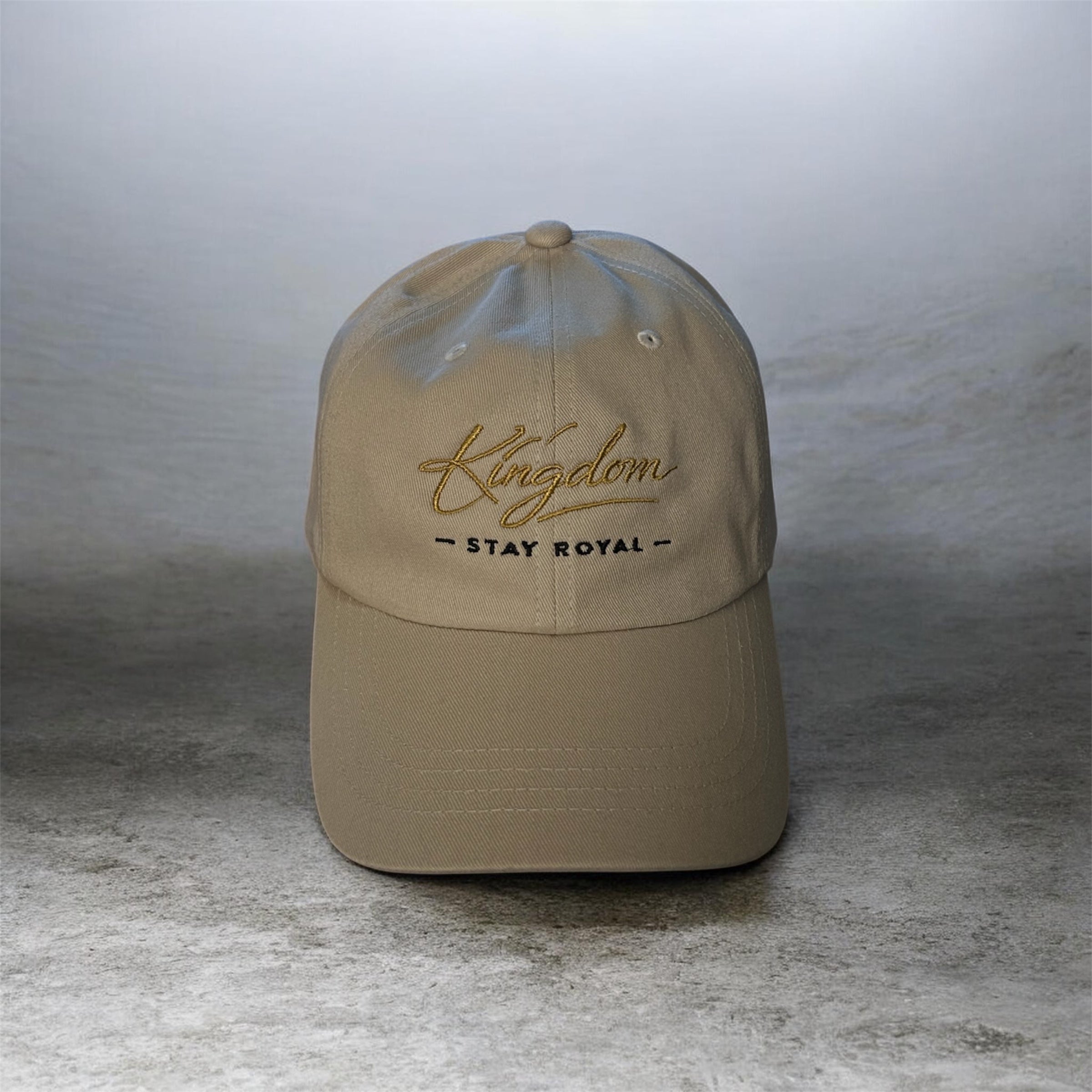 Dad Cap — "Kingdom Stay Royal" Embroidered Beige Baseball Hat